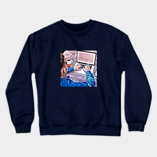 Businessman Blue Laptop Pink Crewneck Sweatshirt